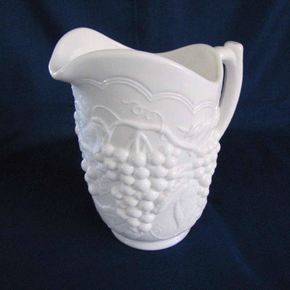 Milk Glass Pitcher Grape Design by Imperial Glass Co 1951 to 1977